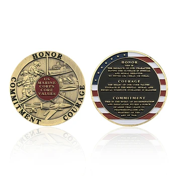 Основные ценности Корпуса морской пехоты США Медная монета Памятная медаль Поделки Ретро Медаль Предметы коллекционирования Подарки