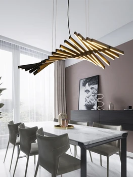 Новые светодиодные люстры для кухни, гостиной, столовой, современные минималистичные офисные подвесные светильники в белом / черном декоре с дистанционным управлением