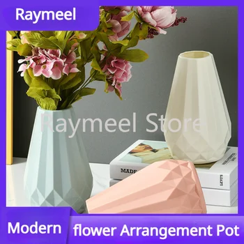 Raymeel-Роскошные пластиковые вазы, украшения для гостиной, Белая цветочная композиция, Горшок, Обеденный стол, Современный домашний декор, шкаф для телевизора, Рабочий стол
