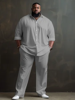 ZOOY Однотонная мужская рубашка большого размера размера оверсайз 7XL 8XL 9XL, грудь 200 см, из 2 предметов, мужская рубашка с длинным рукавом + мужской костюм с длинным рукавом