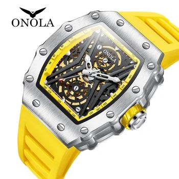 Люксовый бренд ONOLA, Оригинальный Дизайн, Механические Часы, мужские часы класса Люкс, Модные Повседневные Светящиеся Квадратные Часы, Мужские Автоматические Часы