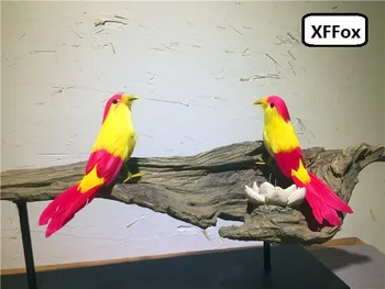 пара настоящих желто-красных моделей птиц, имитирующих пену и перо, милые игрушки для птиц в подарок, около 15 см xf0652