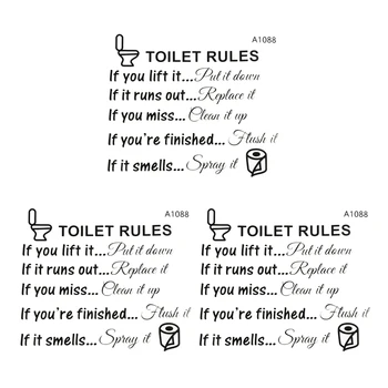 3X Правила Туалета Для Ванной Комнаты Съемная Наклейка На Стену Виниловые Художественные Наклейки DIY Home Decor