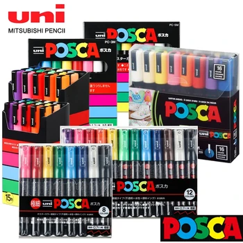 Набор Фломастеров Uni Posca Plumones Colores Mix Colores PC-1M PC-3M PC-5M PC-8K PC-17K POP Poster Graffiti Paint Rotuladores