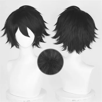 Аниме Death Note L Косплей парик 30 см Черные короткие волосы Термостойкие синтетические аксессуары для вечеринки на Хэллоуин Реквизит