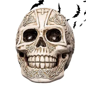 Декор в виде черепа из смолы, реалистичный орнамент в виде скелета, предотвращающий выцветание, украшение для Хэллоуина, Отполированный вручную декор в виде пиратского черепа, Крутое ремесло из смолы