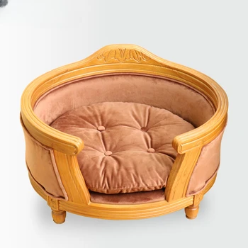 Питомник из массива дерева, крытый ретро-диван-кровать для собак, кровать для кошек, питомник для маленьких собак