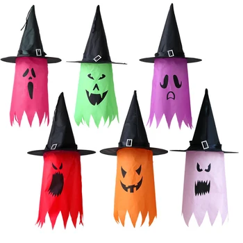 Подвесной декор Мигающие огни, привлекающая внимание светящаяся лампа в шляпе волшебника-призрака, Универсальное украшение, Праздничное светодиодное украшение на Хэллоуин