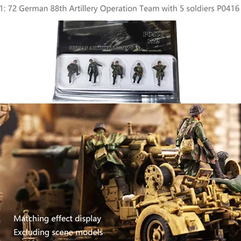 1: 72 Немецкая 88-я артиллерийская оперативная группа с 5 солдатами, цветная модель солдата P0416