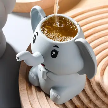 Креативная детская соломенная чашка с мультяшным слоном, детская силиконовая соломенная чашка, детская тренировочная соломенная чашка, силиконовая чашка с защитой от падения