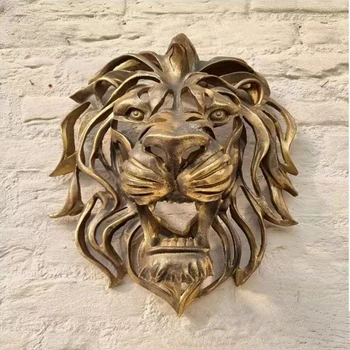 Редкий Роскошный Декор Стены кухни Спальни Найдите Большую настенную художественную скульптуру с головой Льва из золотой смолы Lion Head Art Wall