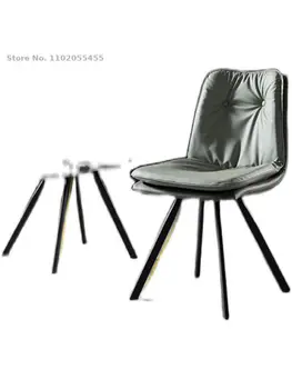 Роскошный Обеденный стул Nordic Light с двойной спинкой, Современный Простой Письменный стул, Стул для переодевания, Стул для макияжа, Кожаное Обеденное кресло