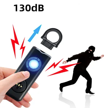 Светодиодный фонарик для самообороны, USB Перезаряжаемый брелок для ключей с сигнализацией безопасности, Защитные принадлежности, Женский Аварийный инструмент на открытом воздухе