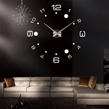Наклейка на акриловые зеркальные часы с большим количеством точек, кварцевые часы, наклейка для украшения дома, украшение гостиной