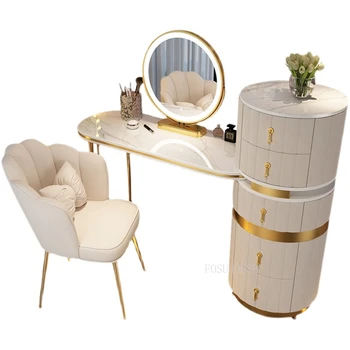 Скандинавский белый стол, туалетный столик для макияжа, комоды для спальни, мебель для спальни, Легкий Роскошный туалетный столик, шкаф для хранения, стол