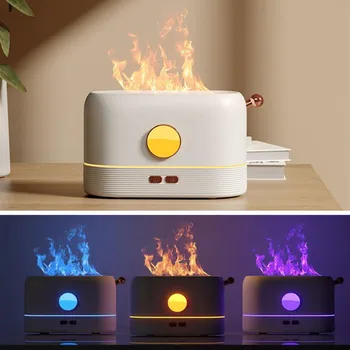 Лампа-увлажнитель с пламенем, 3 цвета, диффузор эфирного масла, ультразвуковой туманообразователь, USB-имитатор пламени, ночник