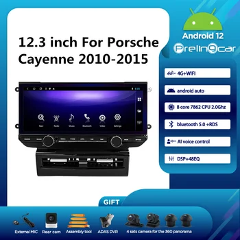 Prelingcar Android 12,0 Система 2 Din Автомобильный Радио Мультимедийный Видеоплеер Навигация GPS 12,3 дюйма Для Porsche Cayenne 2010-2015 годов выпуска