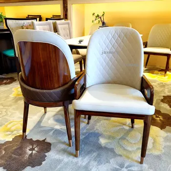 Современные обеденные стулья из массива Дерева Мебель для столовой Nordic home с кожаной спинкой Стул для столовой Кресло для ресторана на заказ