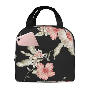 Декоративная сумка для ланча с цветочным узором для женщин, большая многоразовая изолированная коробка для ланча для работы, складная сумка для офиса для взрослых