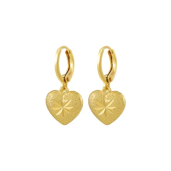 Модные серьги HOYON в форме сердца с покрытием из настоящего золота 24 карат Элегантные милые серьги-гвоздики для женщин Ювелирные изделия на годовщину свадьбы Подарки