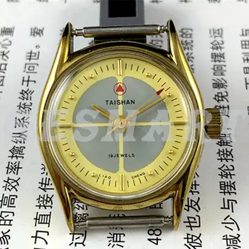 Женские часы TAISHAN с ручным управлением, 19-дюймовый желто-серый циферблат, круглый золотой корпус