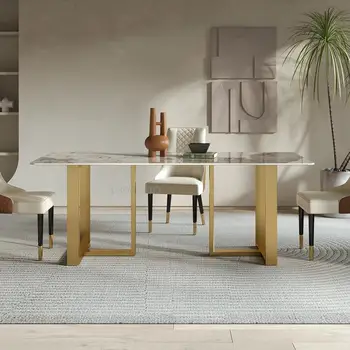 Сочетание обеденного стола и стульев в стиле модерн в скандинавском стиле Для маленькой квартиры, прямоугольный обеденный стол, мебель для ресторана