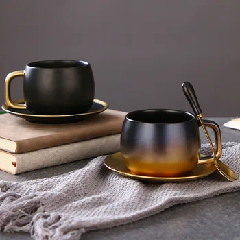 Керамическая чашка в скандинавском минималистичном стиле, креативный скраб, кофейная чашка из черного золота, набор по одной чашке за раз, кружка