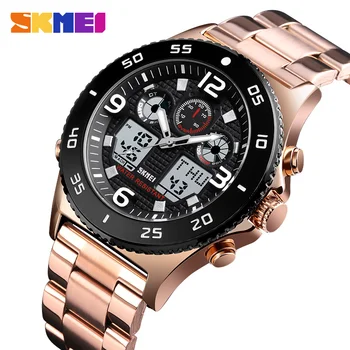 Цифровые часы SKMEI 3Time Спортивные мужские часы Роскошный секундомер со светящейся датой Оригинальные наручные часы из нержавеющей стали