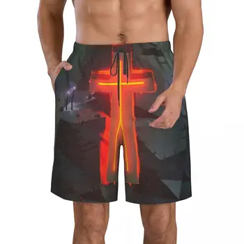Мужские пляжные шорты с крестом, быстросохнущий купальник для фитнеса, Забавные уличные забавные 3D-шорты