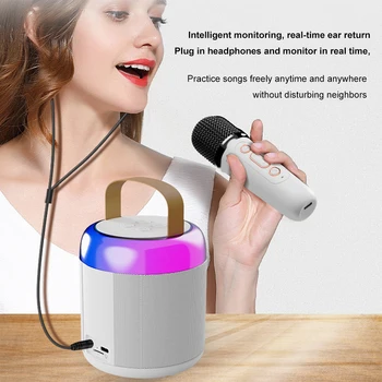 Мини-караоке-машина, совместимая по Bluetooth с беспроводным микрофоном, беспроводной караоке-микрофон, динамик, подарки на день рождения для девочек и мальчиков