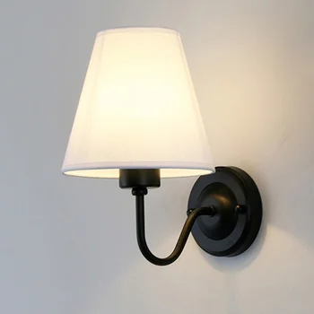Настенный светильник в стиле ретро E27 с белым тканевым абажуром, прикроватная лампа для спальни, лампа для украшения гостиной, новый настенный светильник 2023 года выпуска