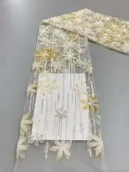Африканские кружевные ткани с пайетками, вышитые бисером, 2023, Высококачественная вышивка, Французская Нигерийская кружевная ткань для свадебного шитья xb