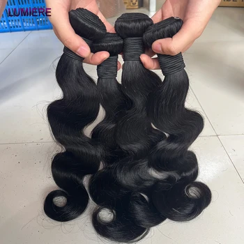 Бесплатная доставка 40-дюймовая Объемная волна, Необработанные пучки человеческих волос, Бразильское плетение волос, Пучок для наращивания волос с двойным переплетением утка