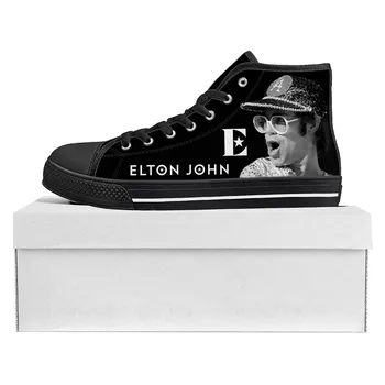 Элтон Джон, поп-рок певец, высокие Высококачественные кроссовки, мужские Женские подростковые парусиновые кроссовки, повседневная обувь для пары, Обувь на заказ