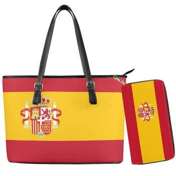 Женская седельная сумка с рисунком флага страны Испании, кошелек, двойная легкая сумка большой емкости, Классическая дорожная сумка на открытом воздухе