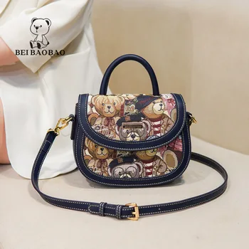 Женская сумка через плечо 2023, новая модная женская сумка, холщовая сумка на одно плечо, седельная сумка Little Bear, нулевой кошелек
