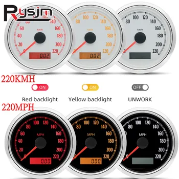 HD 85 мм GPS Спидометр 0 ~ 220kmh 220MPH Измеритель Скорости Одометр С Антенной Красно-Желтая Подсветка Для Мотоцикла Harley 9-32 В