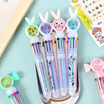 Симпатичная шариковая ручка, прозрачная шариковая ручка с блестками, Школьные канцелярские принадлежности