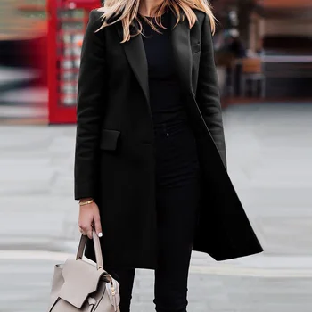 Осенне-зимнее модное новое шерстяное пальто 2023, женское шерстяное пальто средней длины, женское пальто большого размера