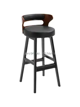 Барный стул из массива дерева, скандинавский барный стул, табурет с высокой ножкой, барный стул с бытовой спинкой, стул кассира, простой стул
