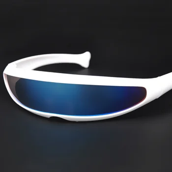 Футуристические солнцезащитные очки с узким козырьком Cyclops, Лазерные очки UV400, индивидуальные зеркальные линзы, очки для костюмов, мужские очки