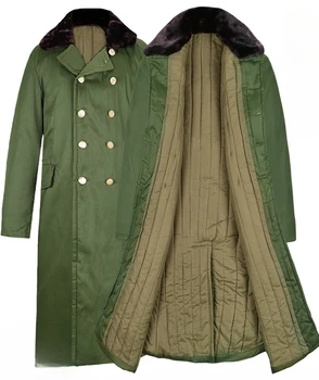 Пальто в стиле милитари, мужская зимняя толстая длинная куртка, зеленая морозостойкая одежда с хлопковой подкладкой, большой тренч в стиле ретро на Северо-востоке, куртка
