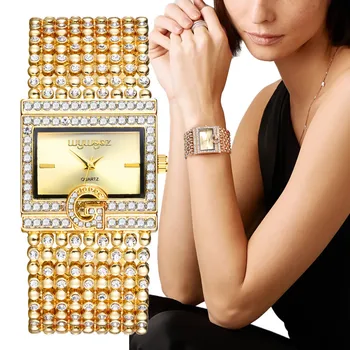 UTHAI W31 Женская мода, роскошные кварцевые часы Diamond G, женские часы-браслет из нержавеющей стали, женские наручные часы, ювелирные изделия для девочек