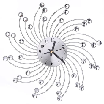 367A 3D Металлические настенные часы Diamonds Flower Silent Watch Room Декор домашнего офиса