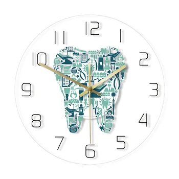 Красочные настенные часы для зубов стоматологической клиники, акриловые подвесные часы для ухода за зубами, настенные часы с бесшумным механизмом, декор настенных часов