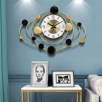 Креативные Настенные часы для гостиной Современные Минималистичные Немой Индивидуальности Настенные часы Роскошный Стиль Большие Металлические Настенные Часы Домашний Декор
