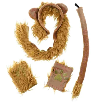 1 комплект, костюм Льва, повязка на голову Льва, перчатки и хвост, коричневый костюм Льва, комплект для костюмированной вечеринки на Хэллоуин