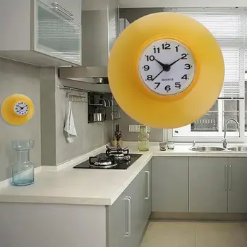 Настенные часы Круглые Водонепроницаемые для ванной комнаты Кухонная присоска Украшение холодильника