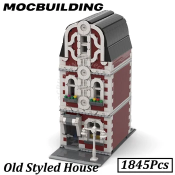 Модель дома в старинном стиле, модульные здания, городские кирпичи MOC, строительные игрушки, развивающие игрушки для детей, подарки для детей