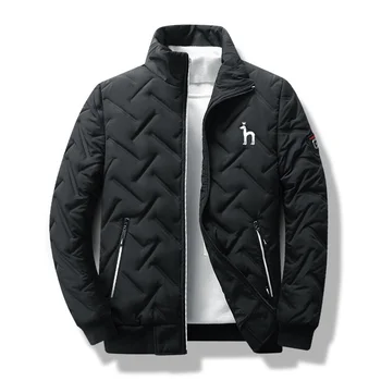 Осенне-зимняя мужская пуховая хлопчатобумажная плюшевая куртка 2023 года от HAZZYS, бейсбольный воротник, ветрозащитная водонепроницаемая куртка, чекер с бриллиантами